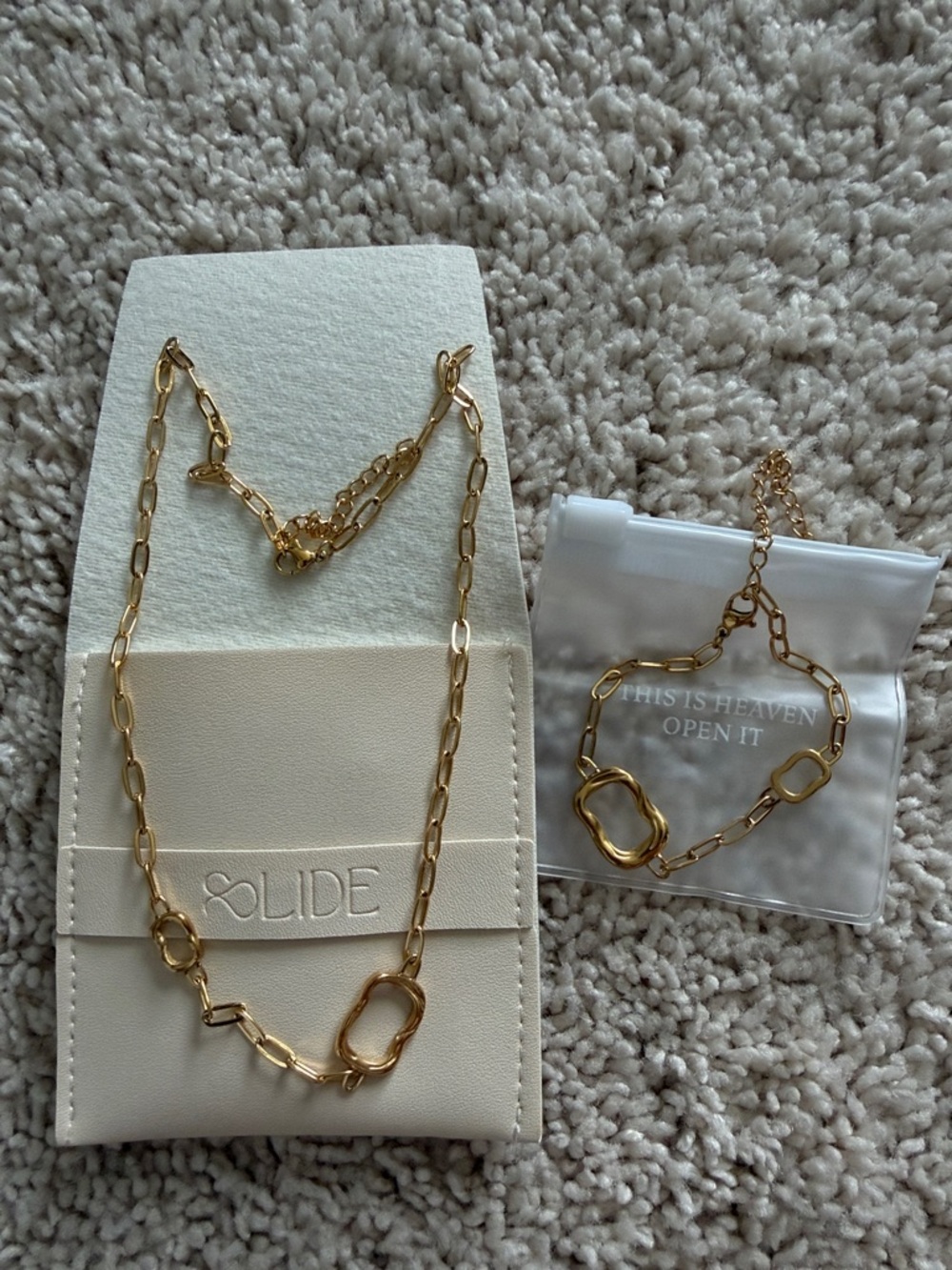 Gold Link Necklace and Bracelet Set